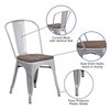 Flash Furniture Silver Metal Stackable Chair with Wood Seat 4-CH-31230-SIL-WD-GG